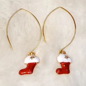 Gold Christmas Stocking Earrings
